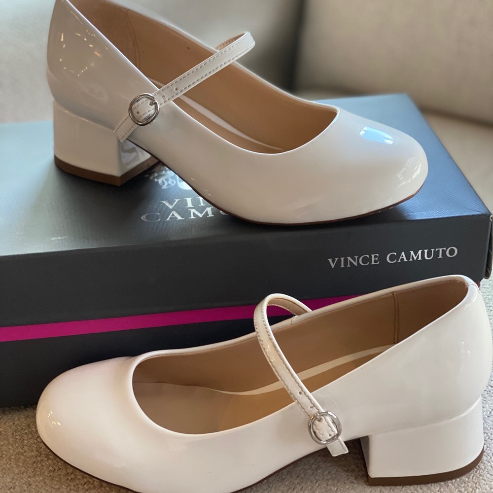Vince Camuto white Girls' Mary Jane Block Heel